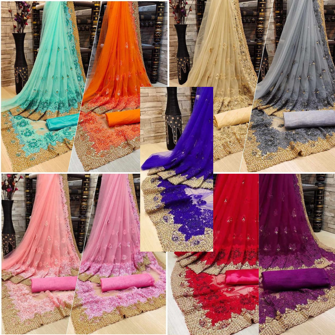 Nylon Net Saree  (10-15 delivery days)