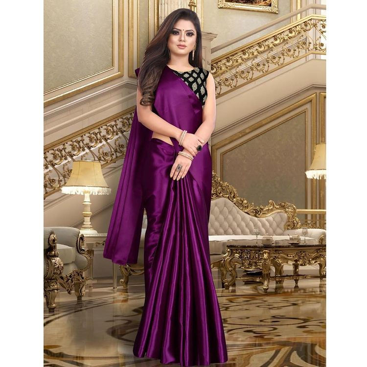 Thumbnail: Sattin Silk Saree  (10-15 delivery days)