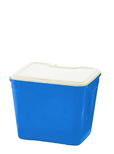 1- 30 liter blue container with white plain lid