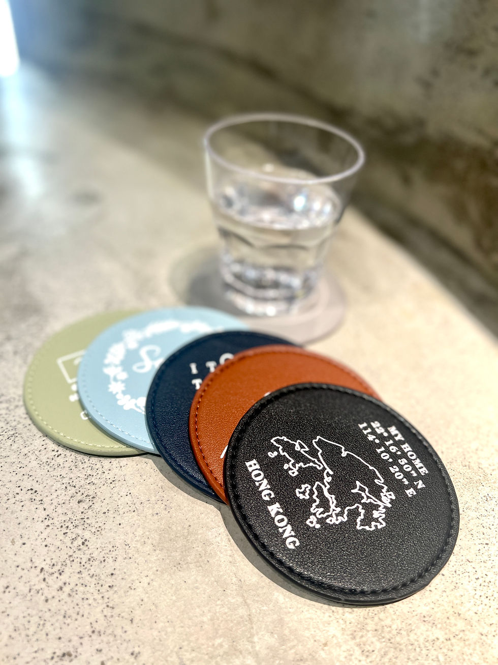 縮圖：【香港地圖MY HOME】皮革杯墊訂製