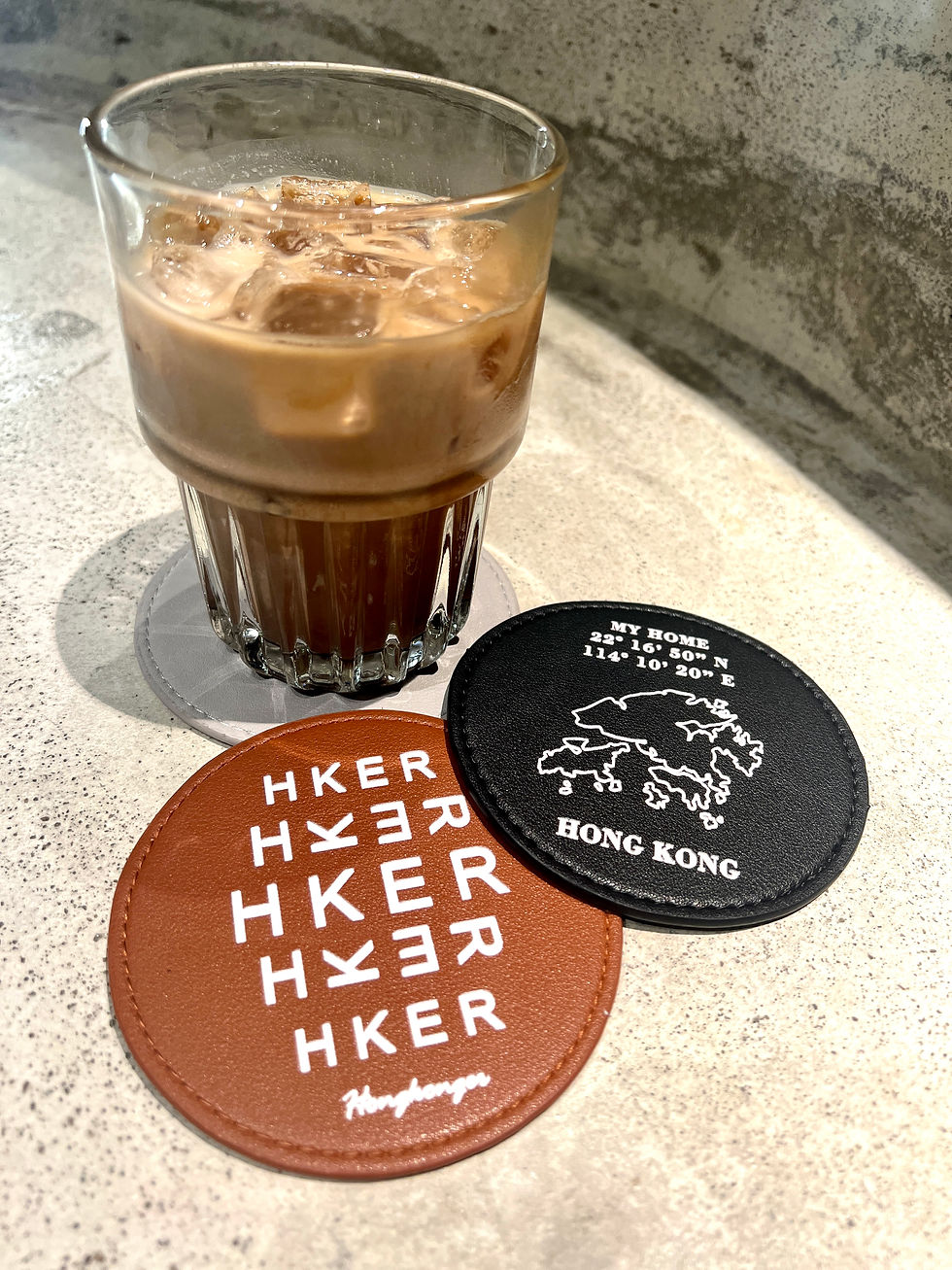 縮圖：【HKER視力圖+自訂名字】皮革杯墊訂製