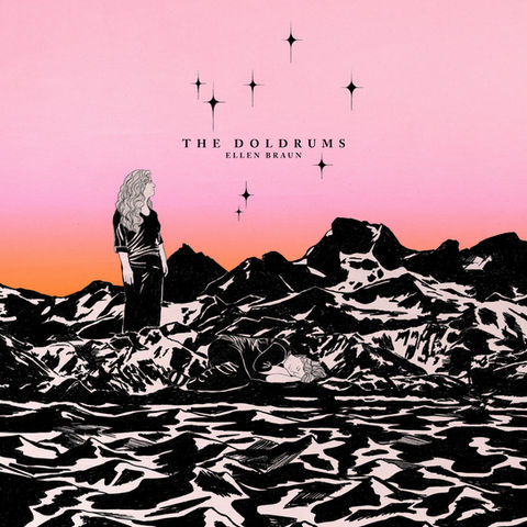 Designed by Gabrielle Giroux, The Doldrums visually captures the emotional landscape of Ellen Braun’s album - a story of stagnation, effort, and eventual acceptance. Set against a pink and orange sunrise gradient, Gabrielle’s charcoal-style illustrations depict two versions of Ellen: one lying still among familiar mountains she’s climbed, and another standing tall, hopeful, and gazing toward the horizon. Subtle constellations nod to Ellen’s astrological sign, while the overall design balances somber reflection with a sense of renewal. The artwork was created for both digipack and vinyl formats.