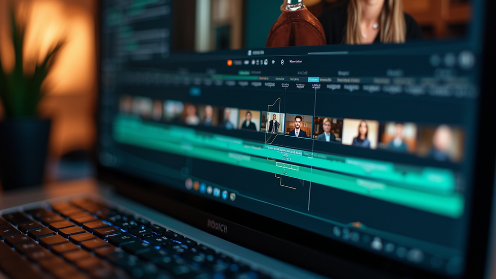 Close-up view of a video editor’s screen showing timeline and color grading tools