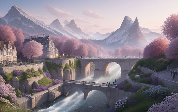 un milieu urbain au sein d'une montagne