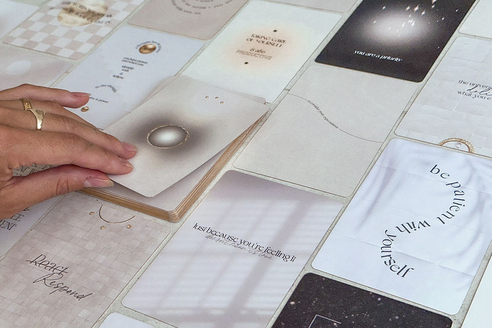 Thumbnail: Hands shuffling the Reflection mindful ritual cards in natural sunlight