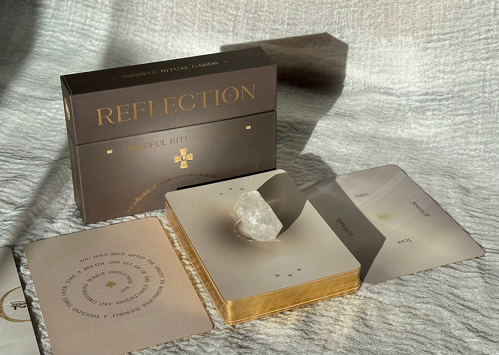 Thumbnail: Reflection oracle deck box and cards displayed with a clear quartz crystal point