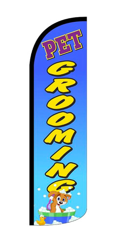 Pet Grooming Business Sign - Windless Swooper Flag Feather Banner 3x11.5