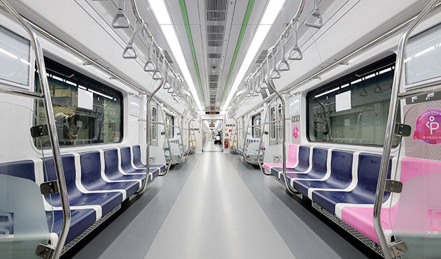 taking subway in South Korea