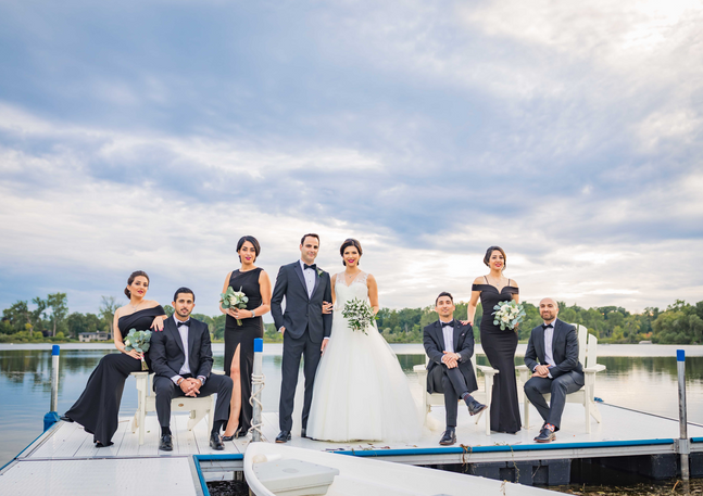bridal prty at the lake