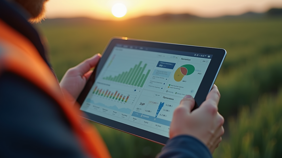 Close-up view of a tablet showing operational management software interface in a field operation