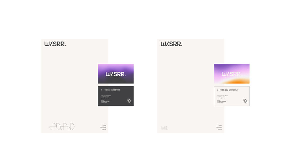 wisrr stationery, letterhead and business cards