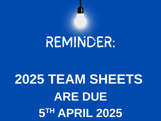 Team Rego Sheets Due 5th April