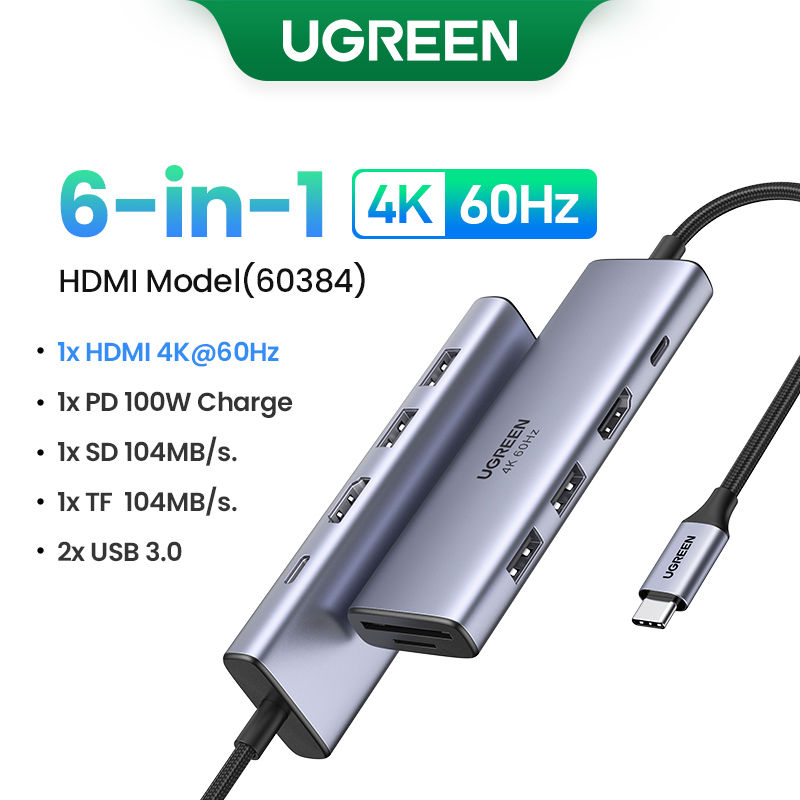 Miniatura: Adaptador UGREEN USB C HUB 4K60Hz HDMI USB C para USB 3.0 PD100W SD&TF para MacB