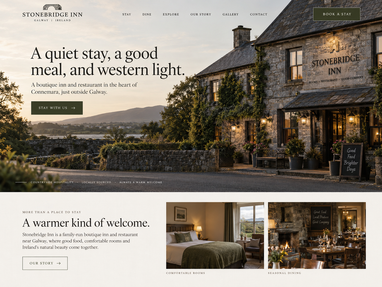 Stonebridge Inn hospitality homepage concept