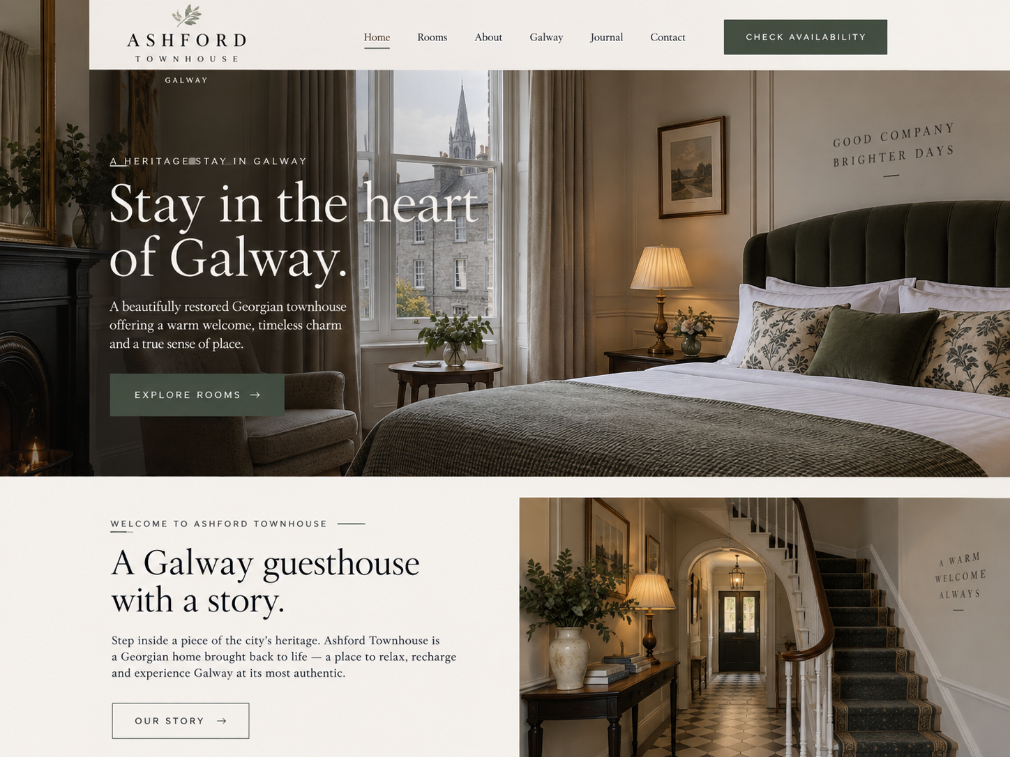 Ashford Townhouse guesthouse homepage concept