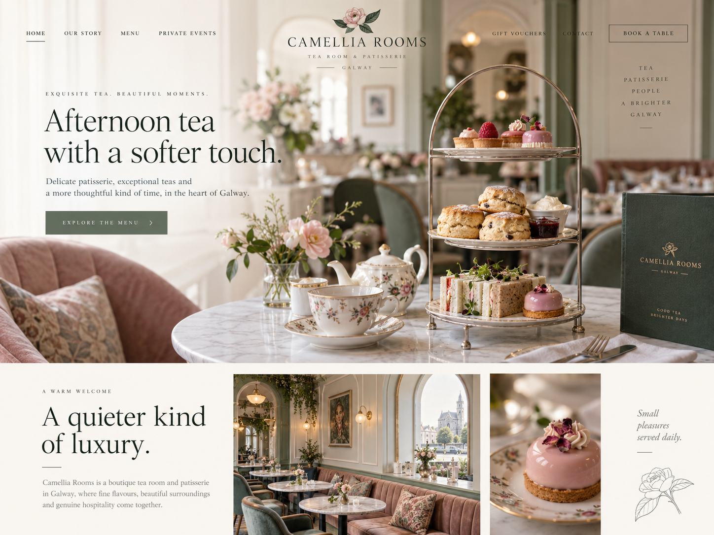 Camellia Rooms tea room homepage concept