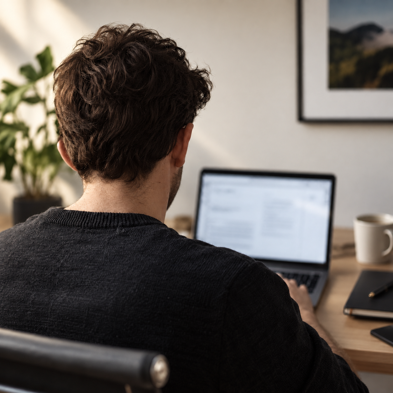 A web designer working at a laptop