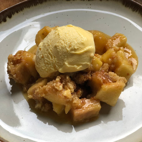 Crumble de manzana y plátano