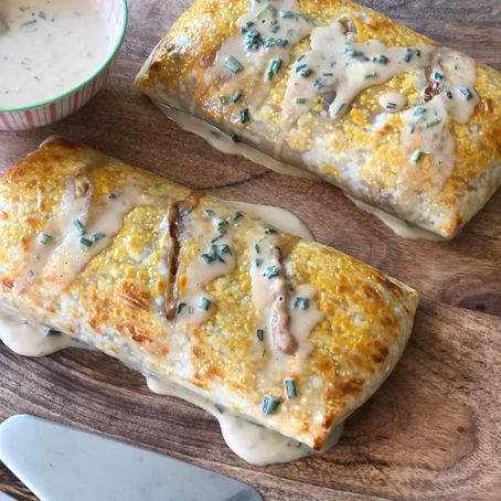 Strudel de alcachofa y queso azul