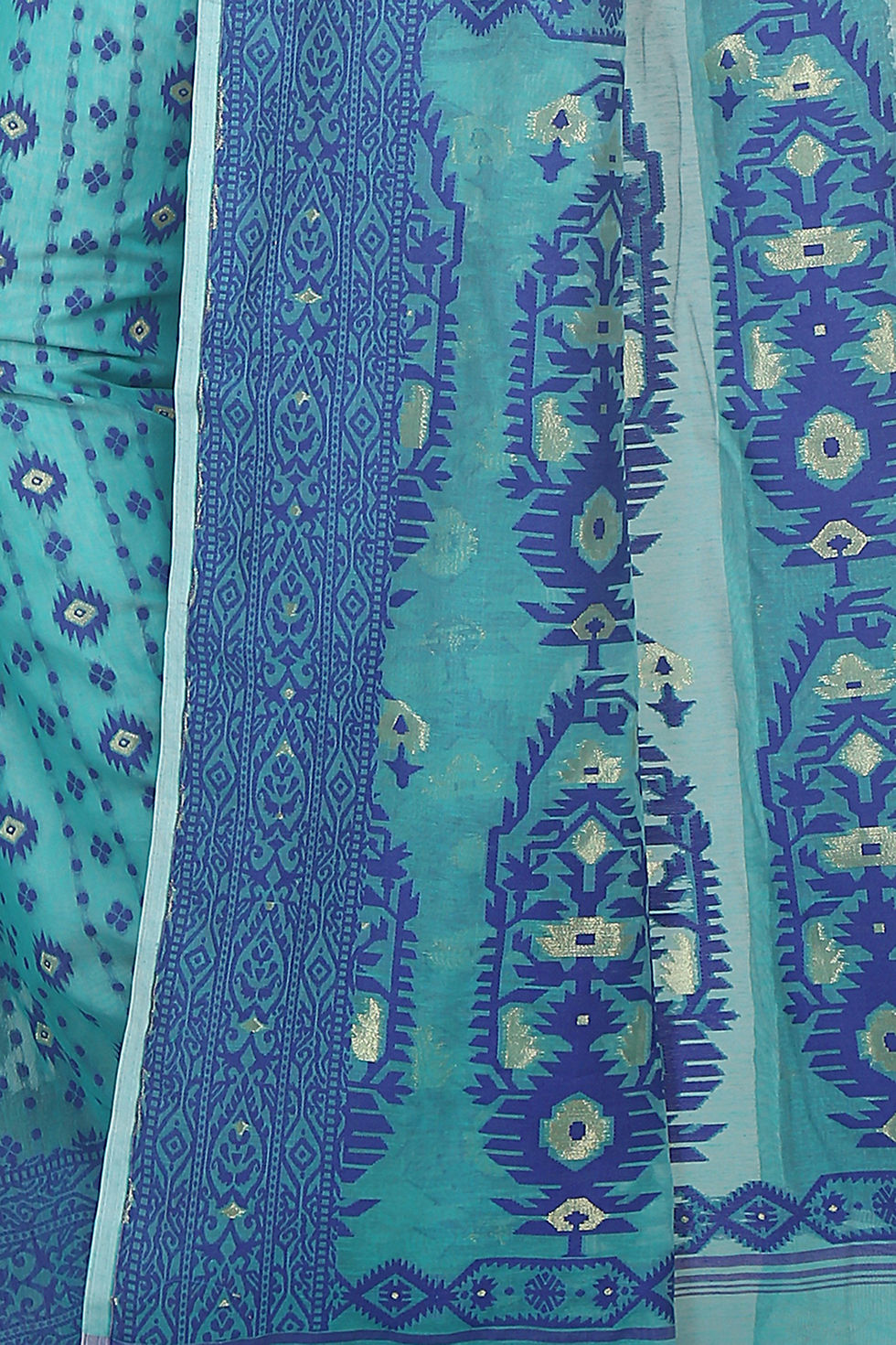 Thumbnail: soft woven Dhakai jamdani saree( Aqua Blue ).