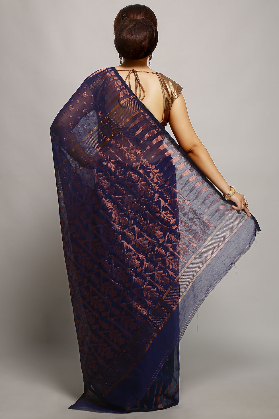 Thumbnail: cotton silk dhakai jamdani saree _Royal Blue