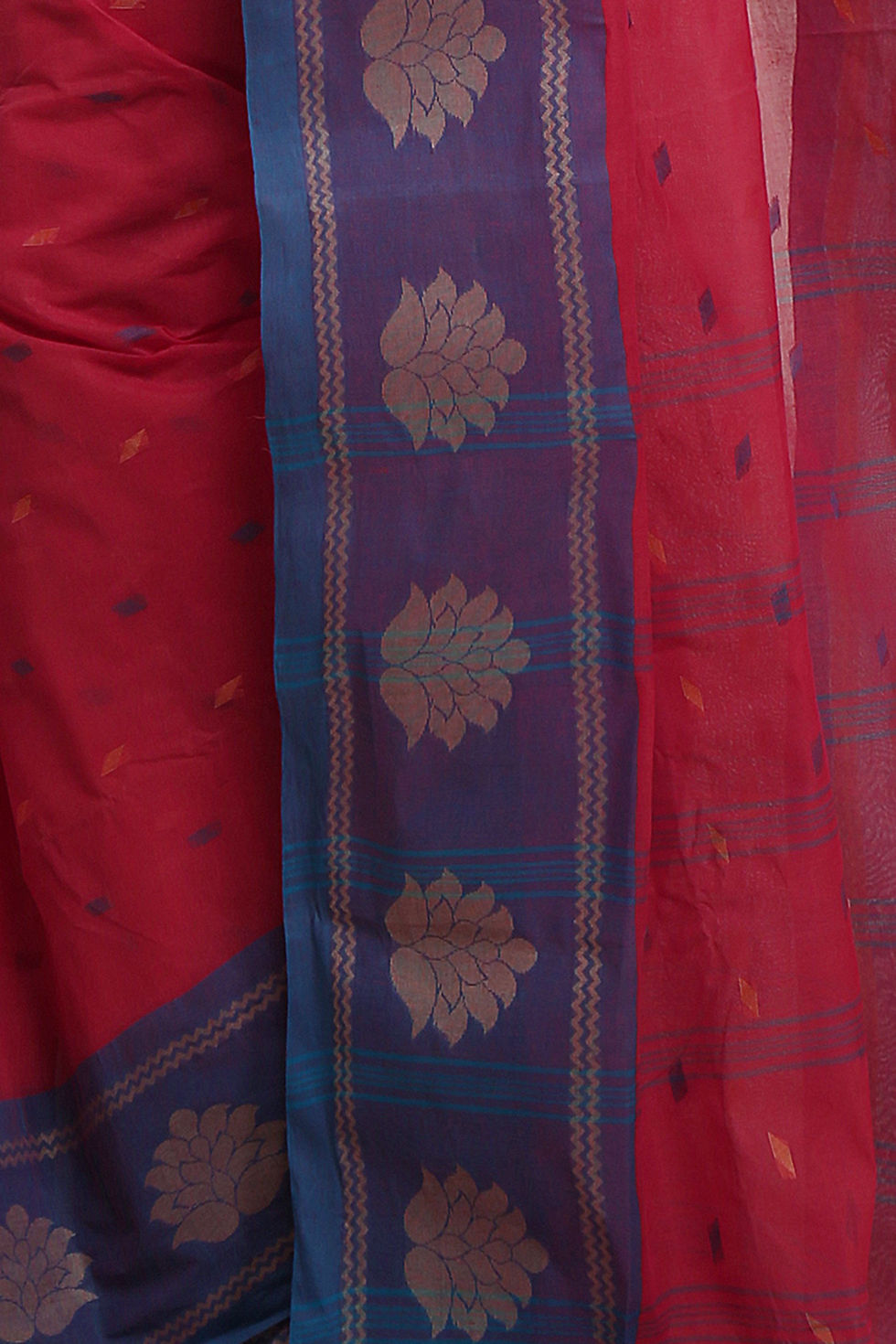 Thumbnail: woven Pure Cotton Tant Saree without blouse piece