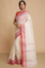 Thumbnail: Pure Cotton Tant Saree in White with Buti Work
