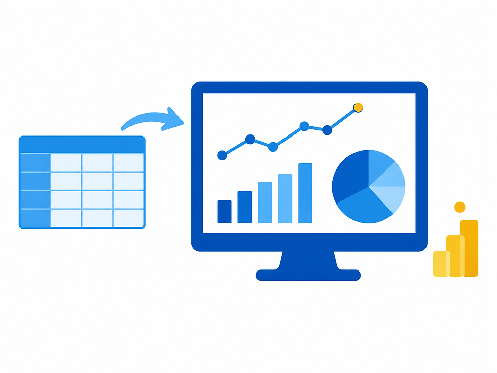 Dashboard Power BI với biểu đồ cột doanh thu theo tháng và bản đồ phân bố khách hàng