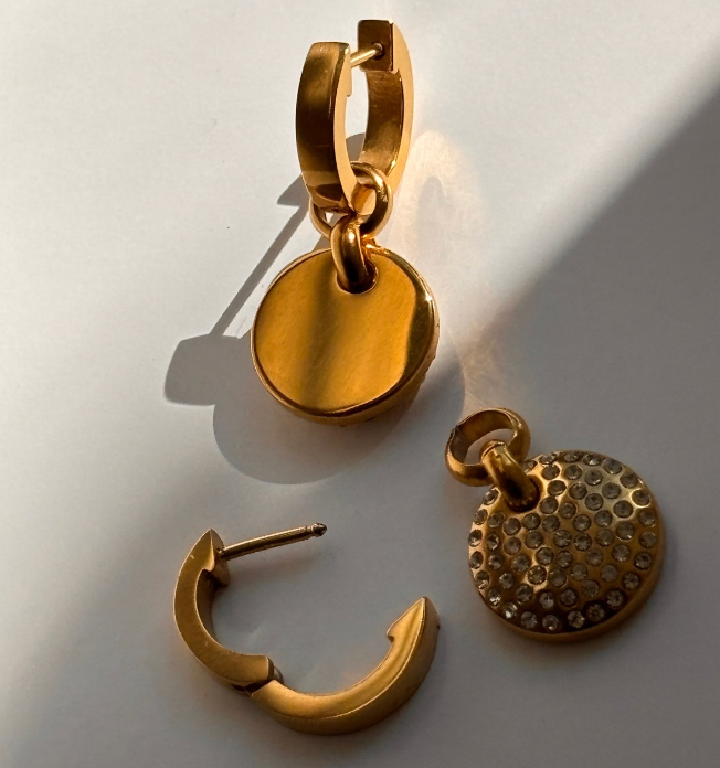 Katinka 3-in-1 Disc Drop Hoop Earring - Gold