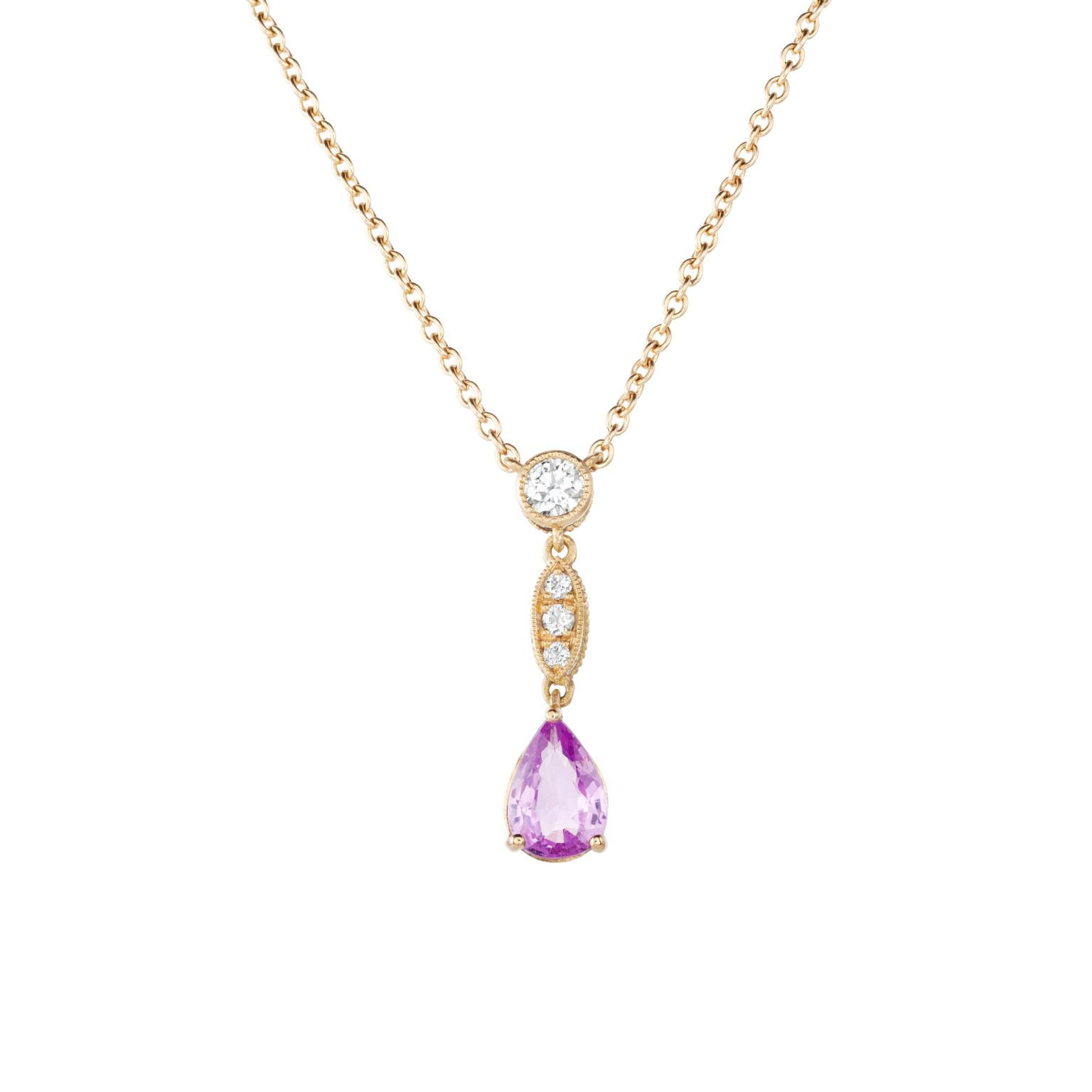 Pear Sapphire & Diamond Pendant