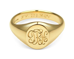 Initials Surface Engraved Gold Signet ring