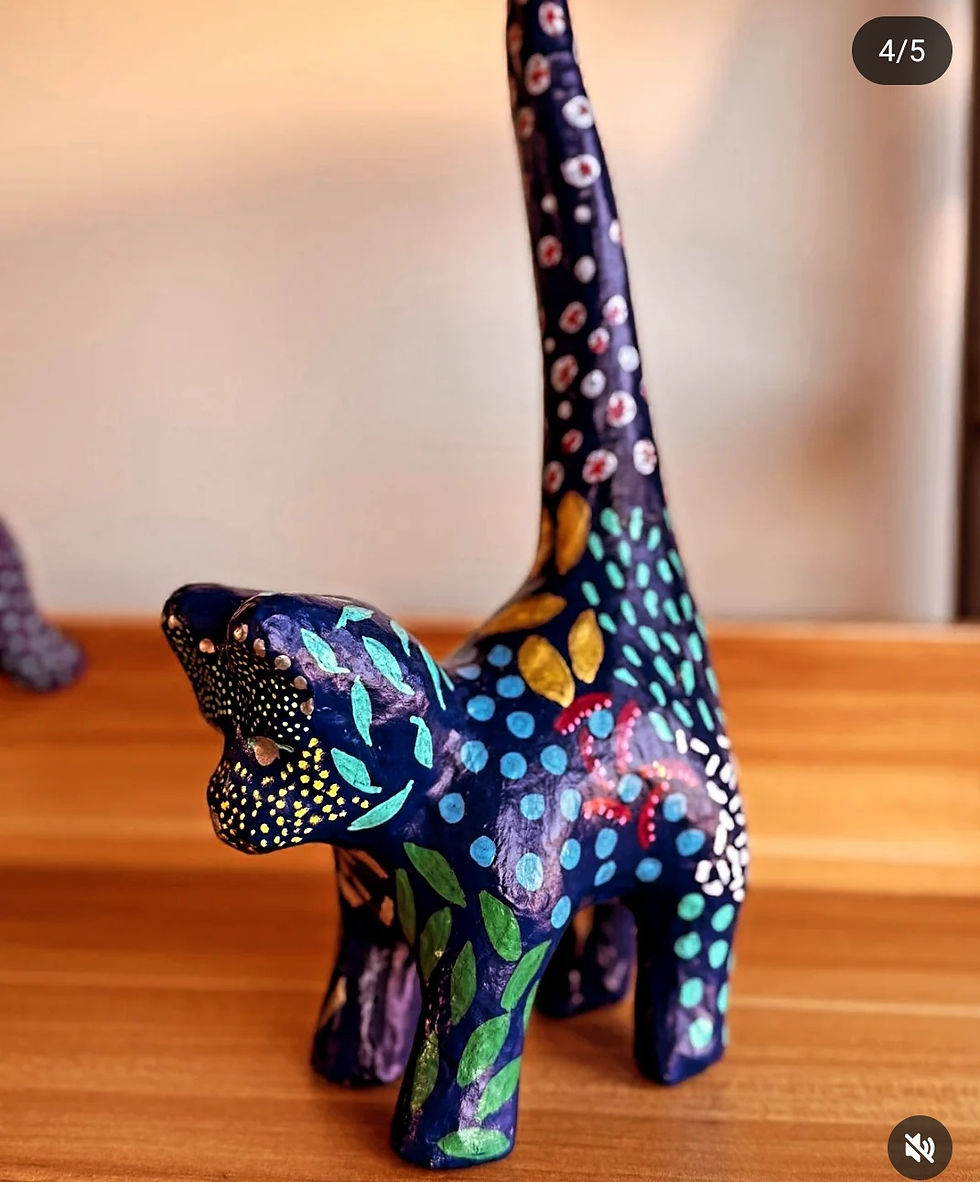 Miniatura: GATO COLA ALTA MACHE 13X9,5X17 CM