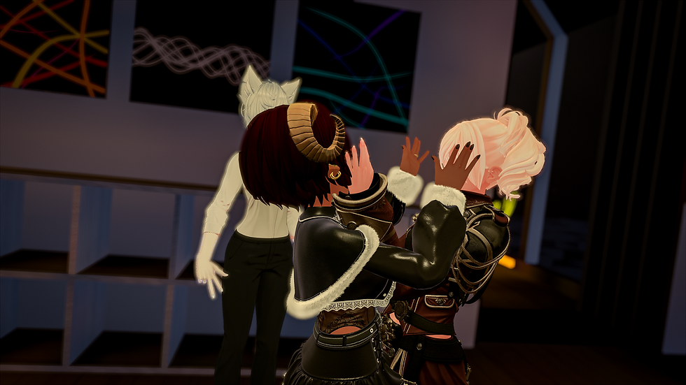 VRChat : Relativity Express : RoseinVr and Aein give each other pepper hands : [ XR_XharpRazor ] Dimension Structure - A0A:G01 - Relativity Express [ M2007U-A2009-3D2010-V2021 x M2007U-G2010-S2010-E2017 ]