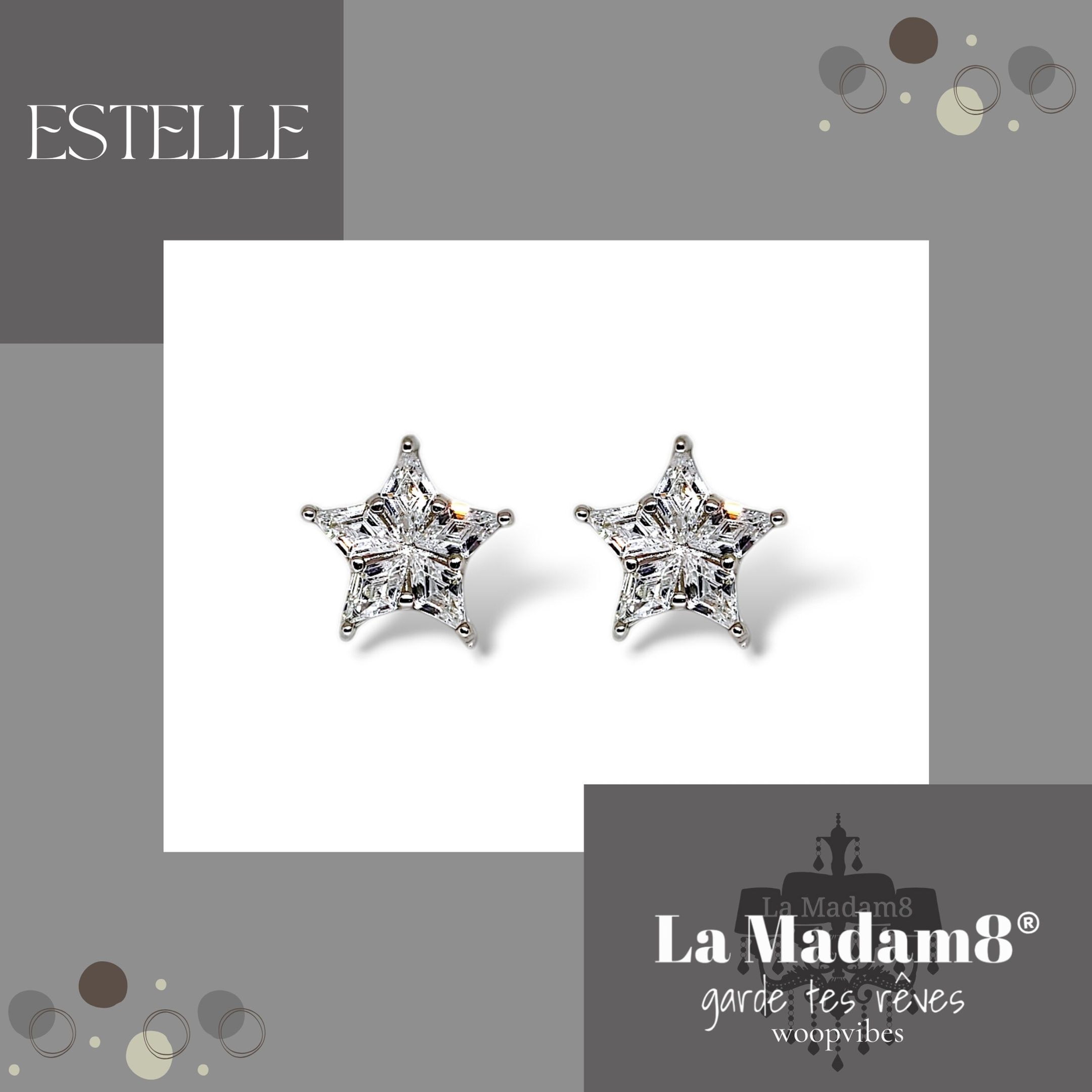 La Madam8 - Estelle 925純銀包白金耳環 鑲嵌8a級人造鷂形拼人造碳鑽