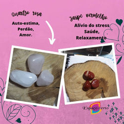 Quartzo rosa e Jaspe vermelho