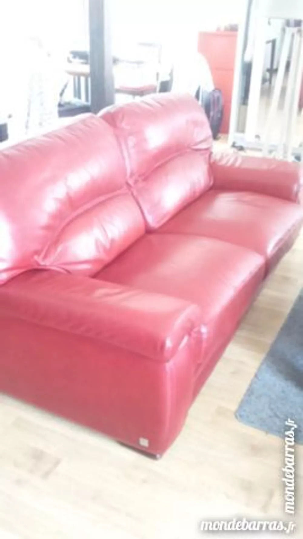 canapé en cuir rouge 3 places occasion