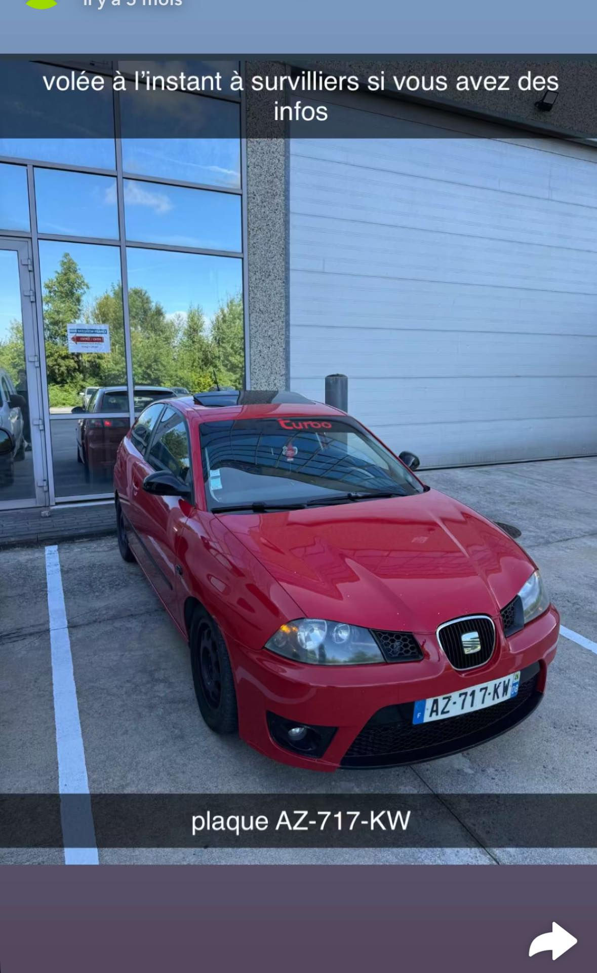 Volée SEAT IBIZA à SURVILLIERS 95