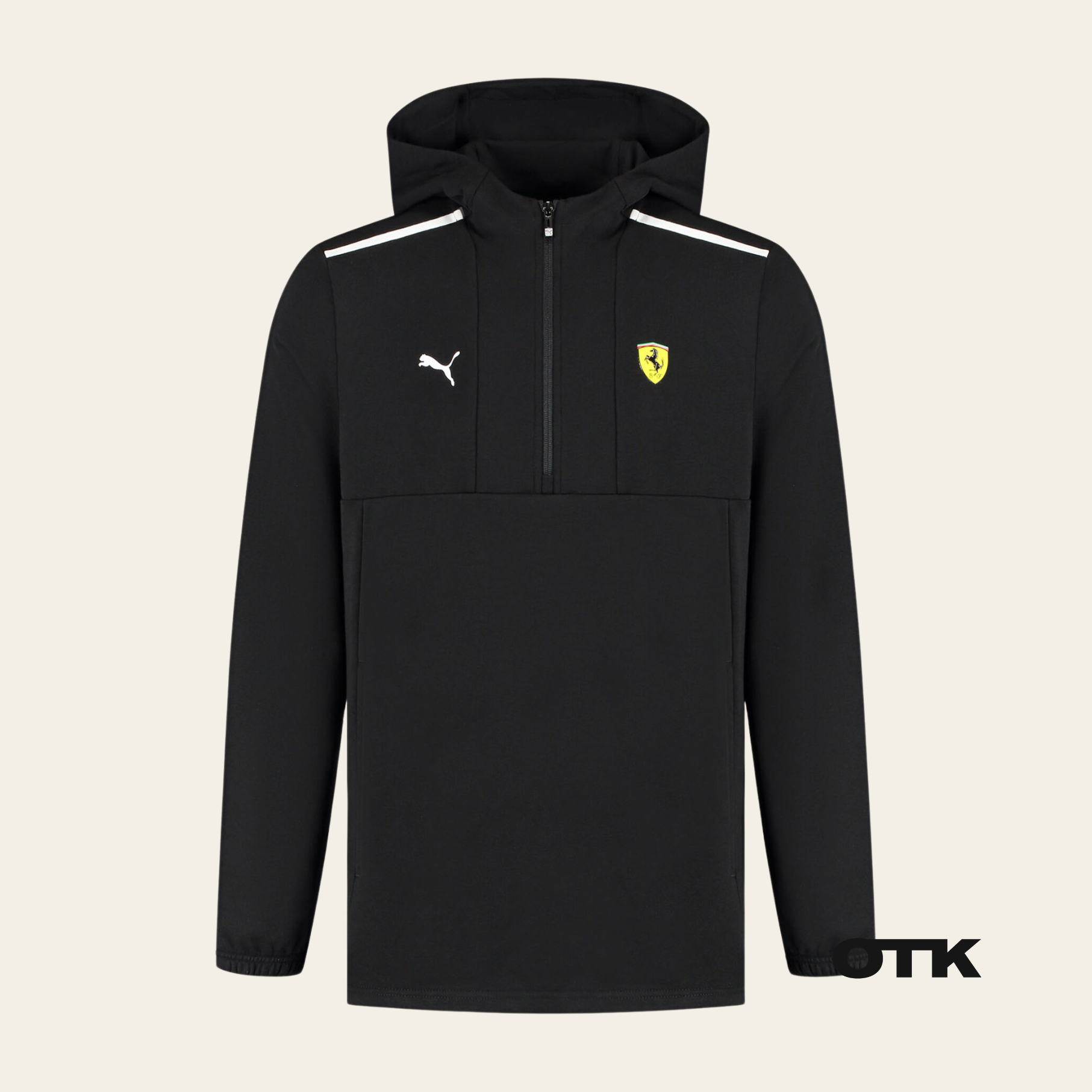 SCUDERIA FERRARI 1/4 ZIP HOODIE BLACK