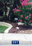 Curb Address Painting on Black Background with White Numbering