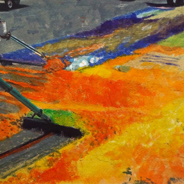 Barrida No. 1, inkjet and acrylic paint on paper, 11" x 15", 2017