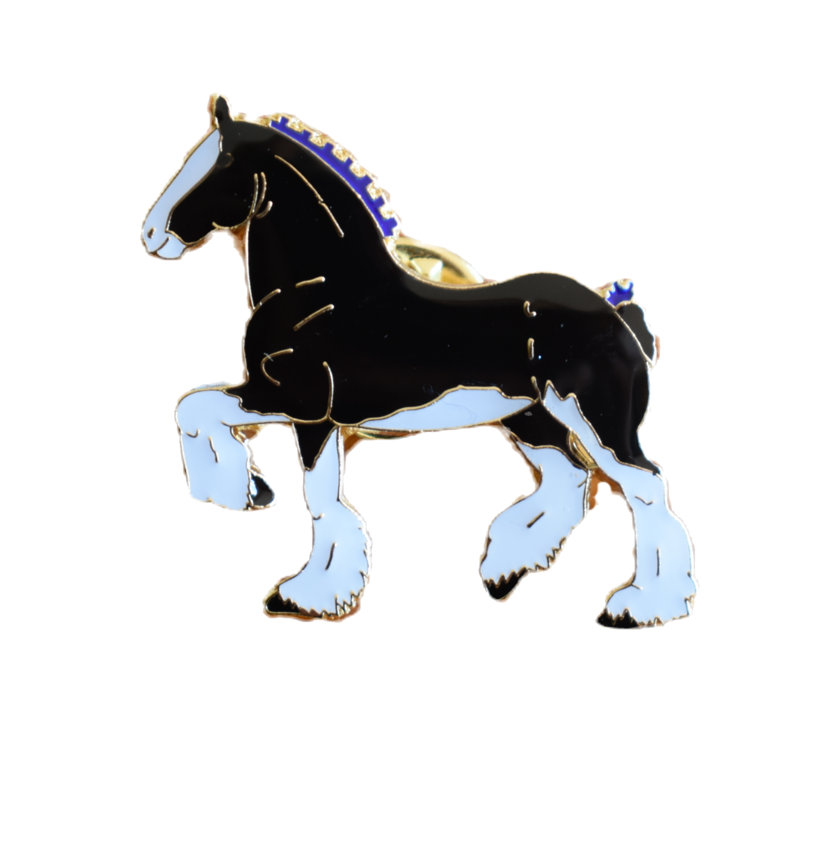 Enamel pin badge - Trotting black heavy horse