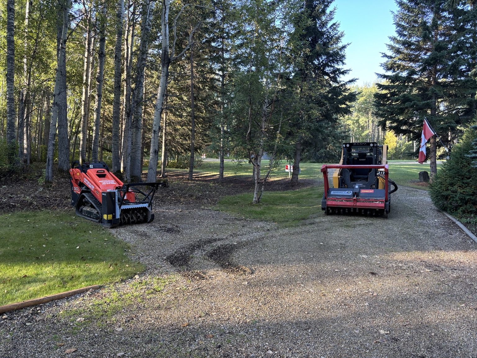 Mulching equipment on a finished rural property