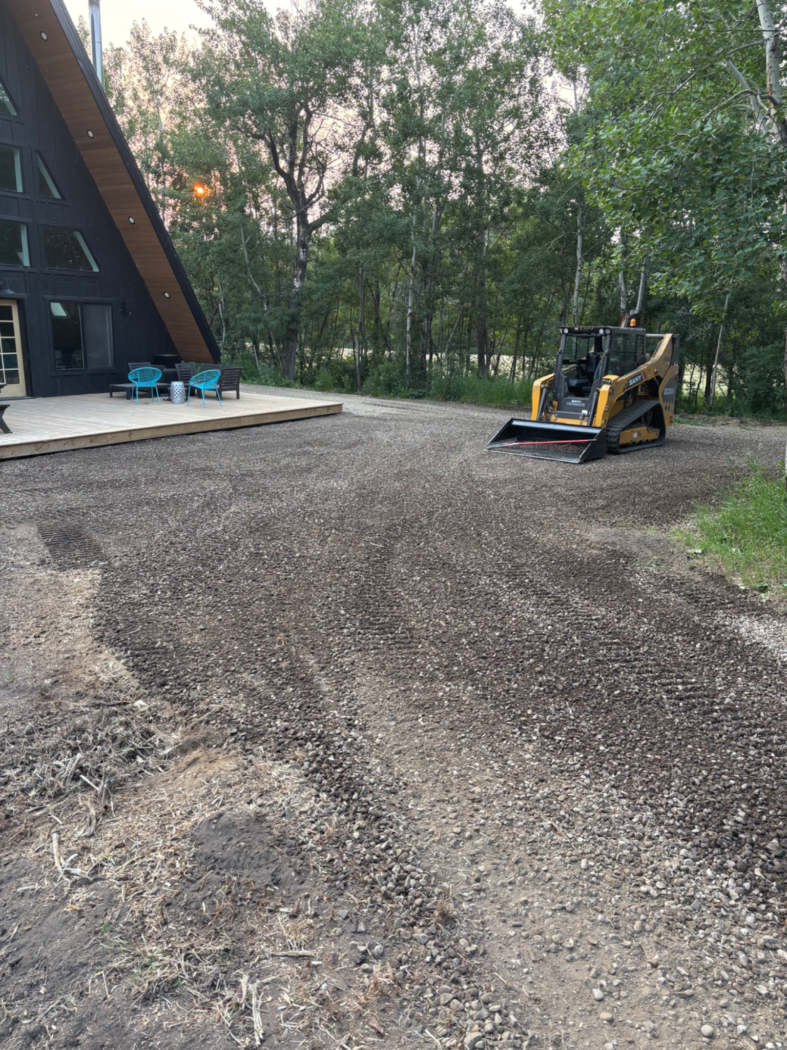 Gravel site work at rural home