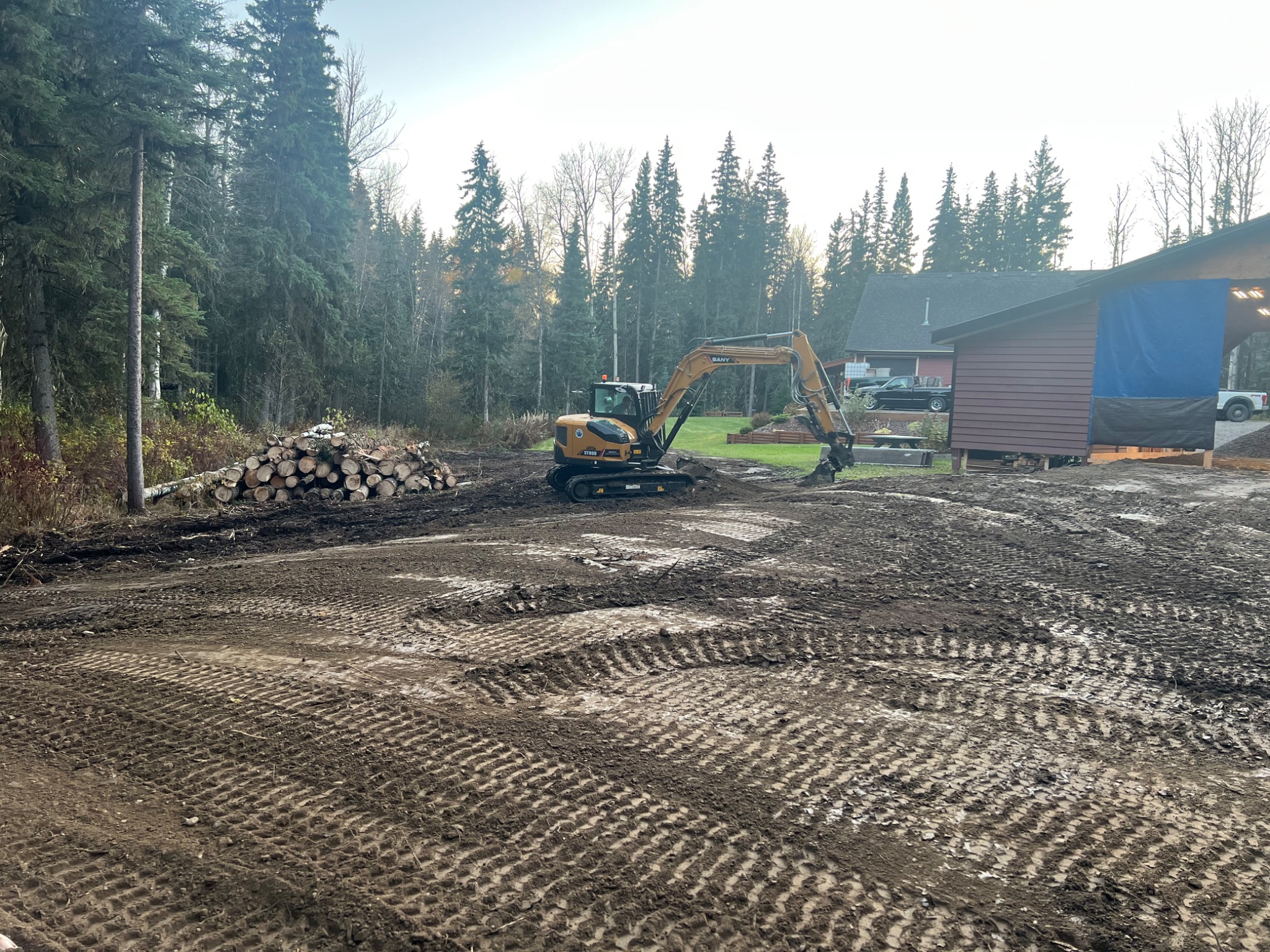 Excavator site preparation project