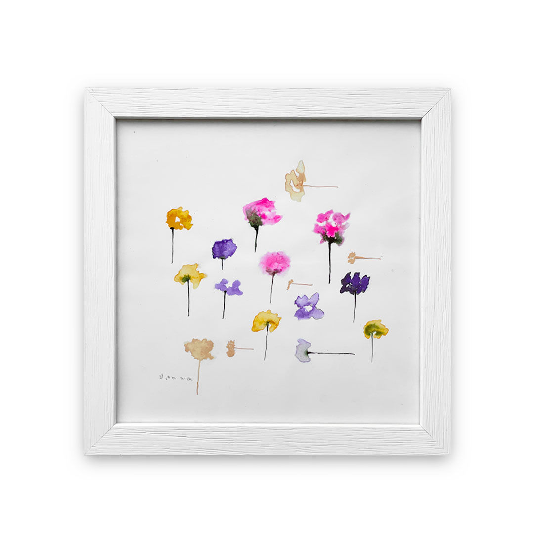 איור מקורי מצוייר ביד - פרחים צבעוניים