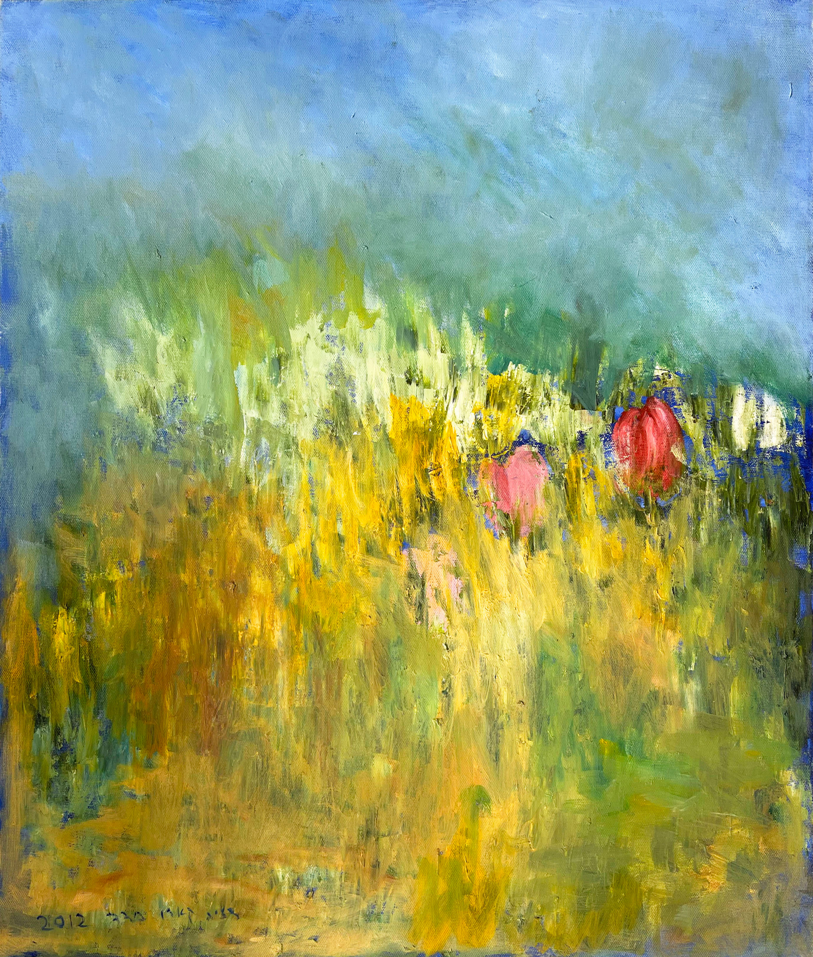 תמונה של ציור שמן מקורי על קנבס - פרחים פורחים