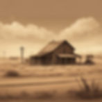 Set a warm, nostalgic background, perhaps a muted sepia tone, to evoke the Dust Bowl era a