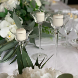 Glass Stemmed Tealight set $15ea
