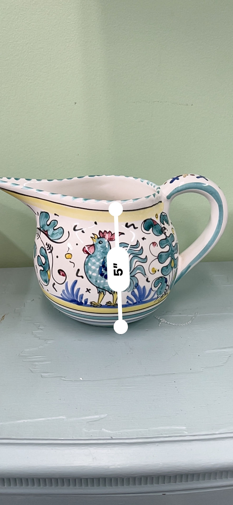 Thumbnail: Vintage Italian Deruta Hand-Painted Rooster Creamer | Tuscan Farmhouse Decor