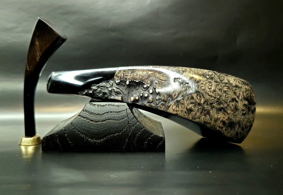 Thumbnail: Devil  horn pipe with tamper and pipe stand